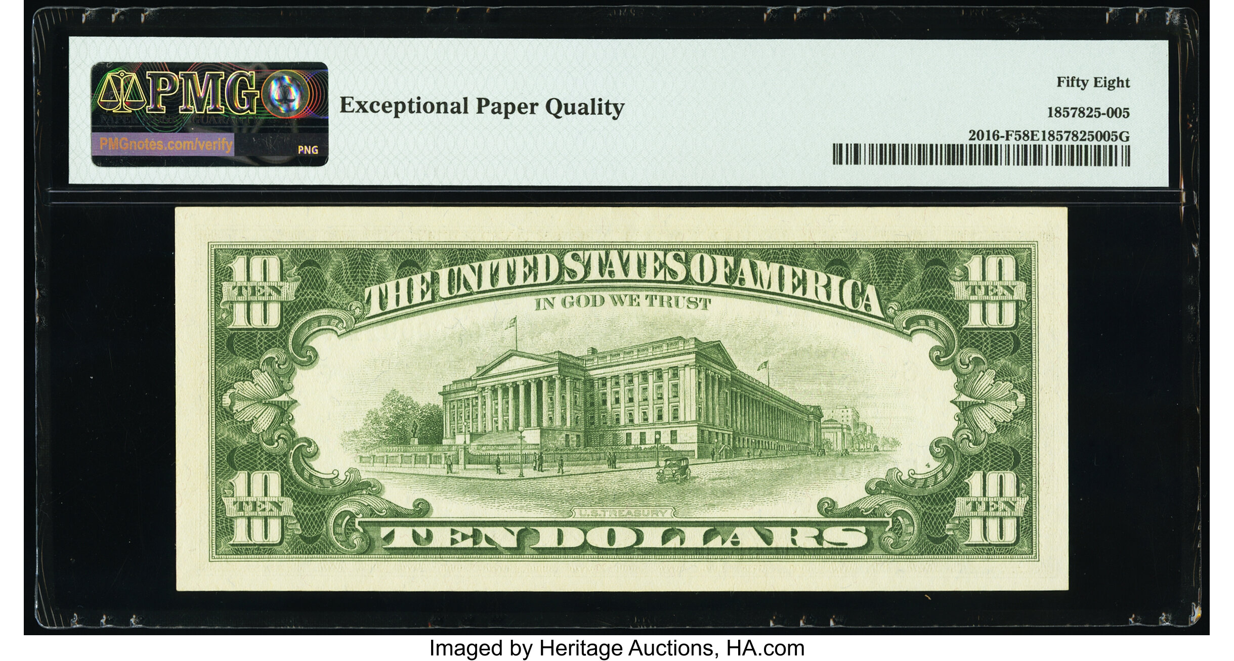image for: Low Serial Number 11 Fr. 2016-F $10 1963 Federal Reserve Note. PMG Choice About Unc 58 EPQ....