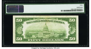 image for: Fr. 2100-C $50 1928 Federal Reserve Note. PMG Extremely Fine 40....