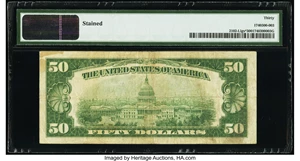 image for: Low Serial Number 783 Fr. 2102-L* $50 1934 Light Green Seal Federal Reserve Star Note. PMG Very Fine 30....