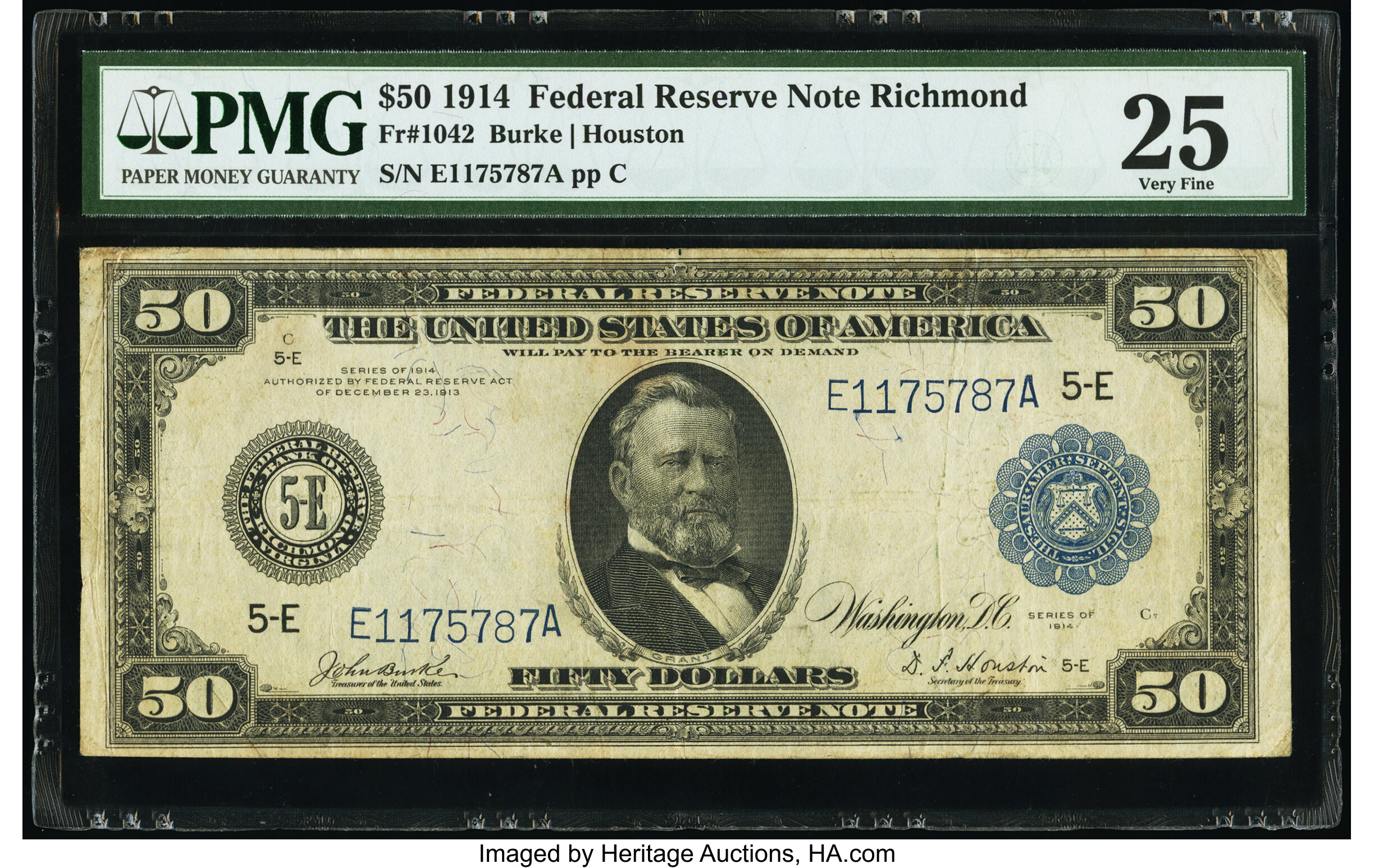 image for: Fr. 1042 $50 1914 Federal Reserve Note PMG Very Fine 25....