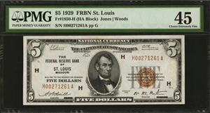 image for: Fr. 1850-H. 1929 $5 Federal Reserve Bank Note. St. Louis. PMG Choice Extremely Fine 45.