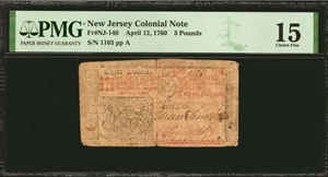 image for: NJ-140. New Jersey. April 12, 1760. 3 Pounds. PMG Choice Fine 15.