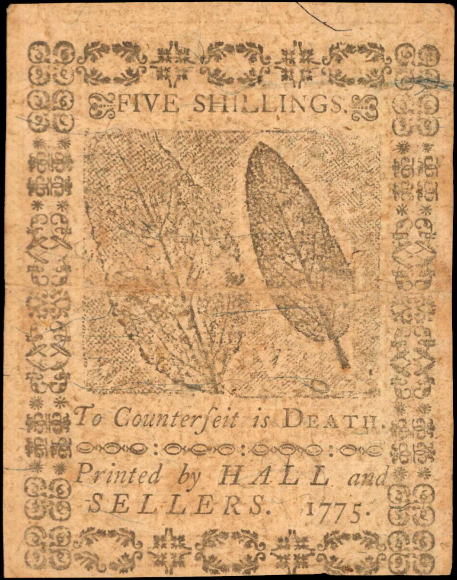 image for: PA-189. Pennsylvania. October 25, 1775. 5 Shillings. About Uncirculated.
