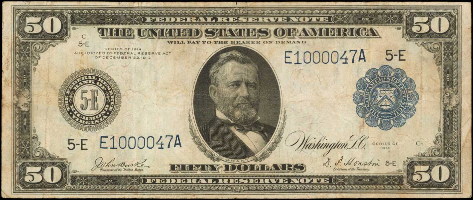 image for: Fr. 1042. 1914 $50  Federal Reserve Note. Richmond. Very Fine.