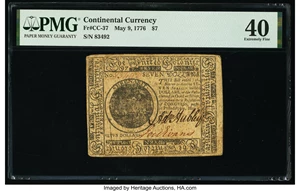 image for: Continental Currency May 9, 1776 $7 PMG Extremely Fine 40....