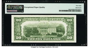 image for: Fr. 2058-H $20 1934D Wide Federal Reserve Note. PMG Superb Gem Unc 68 EPQ....