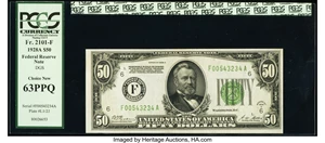 image for: Fr. 2101-F $50 1928A Federal Reserve Note. PCGS Choice New 63PPQ....