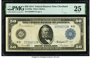 image for: Fr. 1039a $50 1914 Federal Reserve Note PMG Very Fine 25....