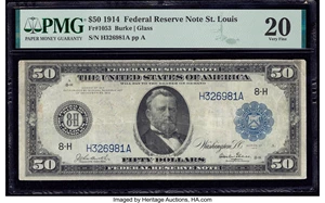 image for: Fr. 1053 $50 1914 Federal Reserve Note PMG Very Fine 20....