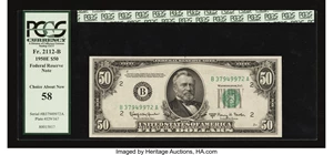 image for: Fr. 2112-B $50 1950E Federal Reserve Note. PCGS Choice About New 58....