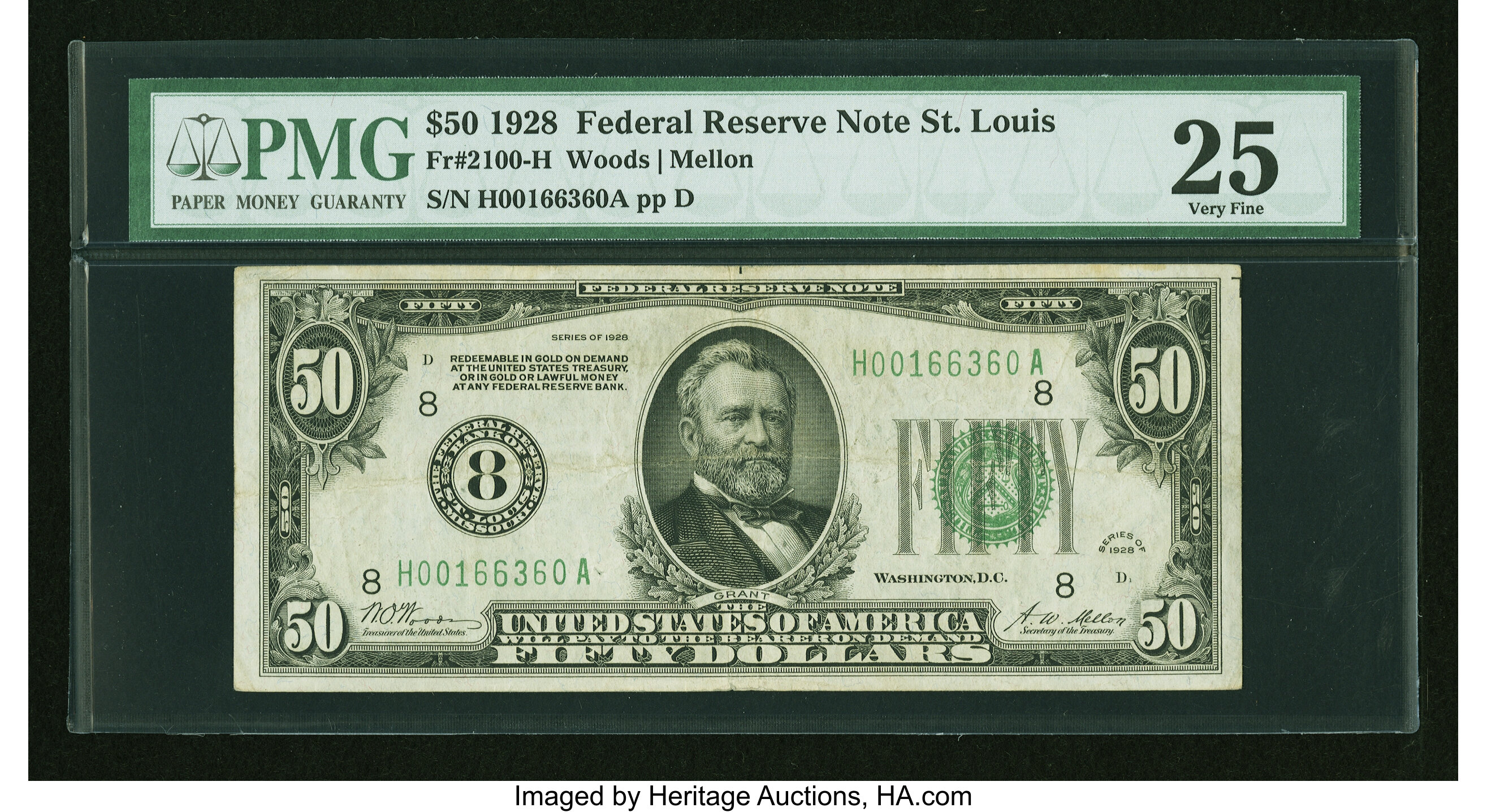 image for: Fr. 2100-H $50 1928 Federal Reserve Note. PMG Very Fine 25....