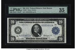 image for: Fr. 967 $20 1914 Federal Reserve Note PMG Choice Very Fine 35....