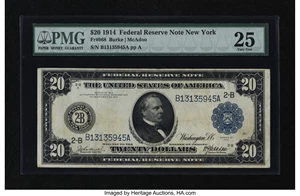 image for: Fr. 968 $20 1914 Federal Reserve Note PMG Very Fine 25....