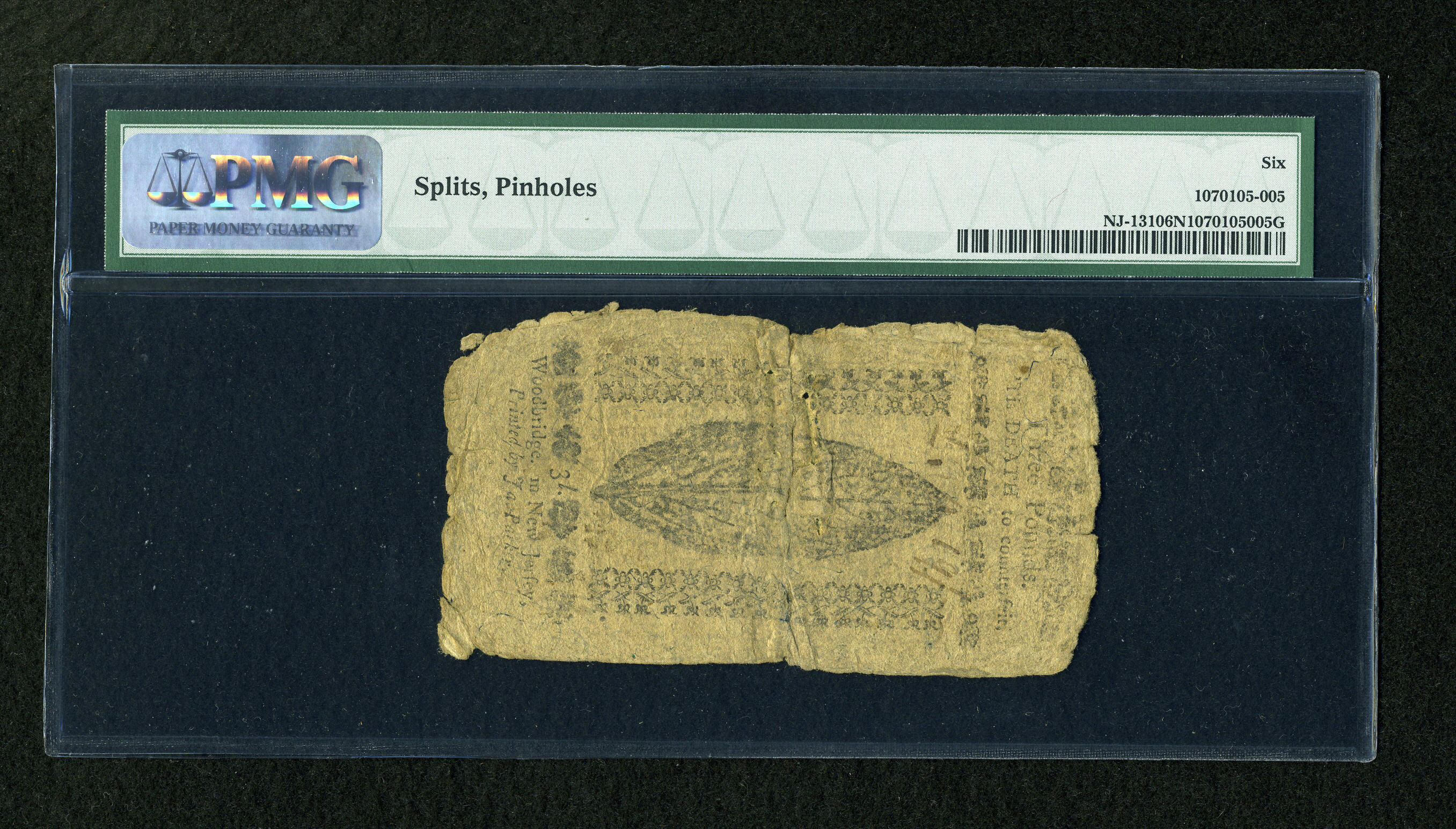 image for: New Jersey April 10, 1759 £3 PMG Good 6 Net....