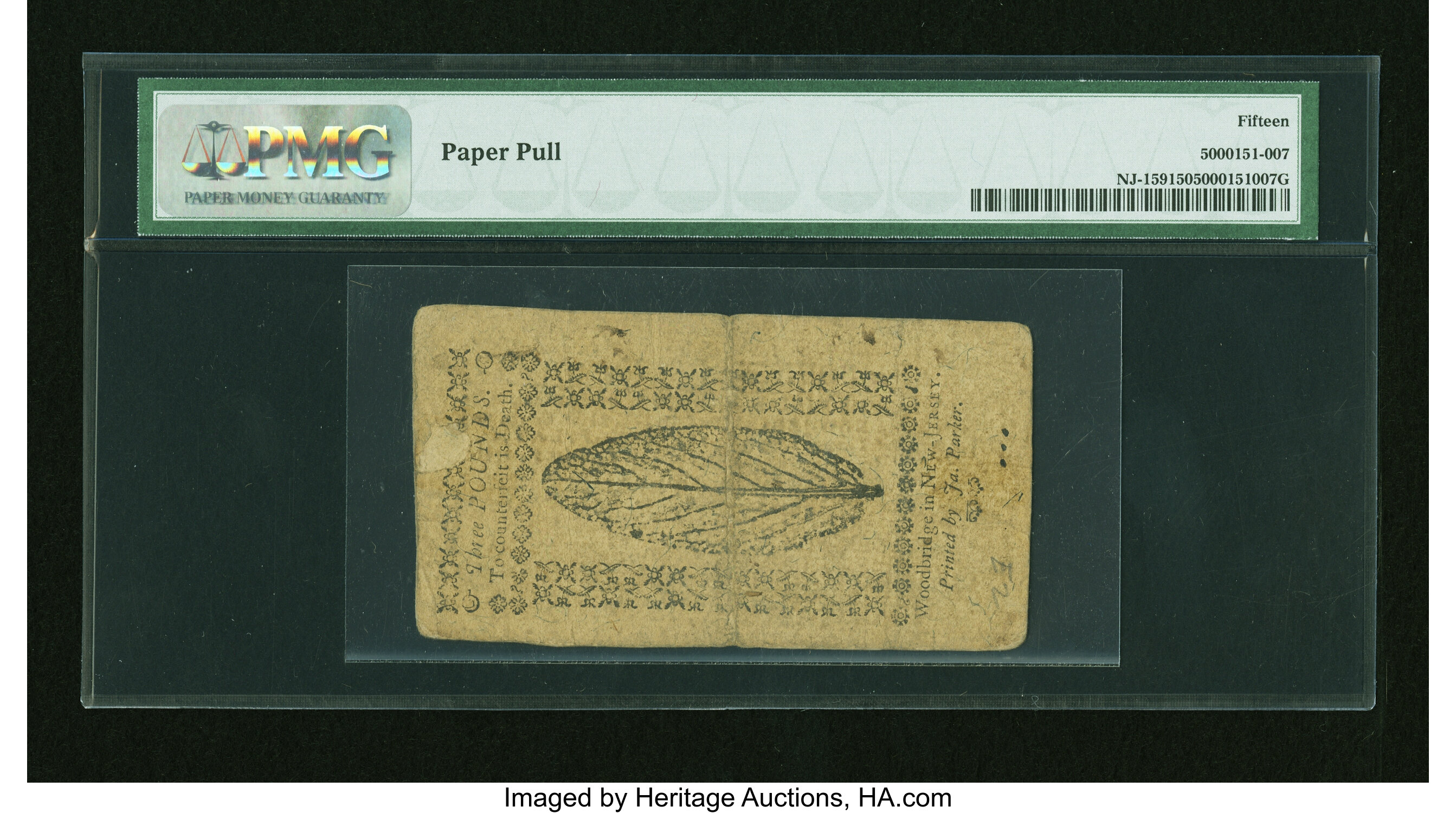 image for: New Jersey December 31, 1763 £3 PMG Choice Fine 15....