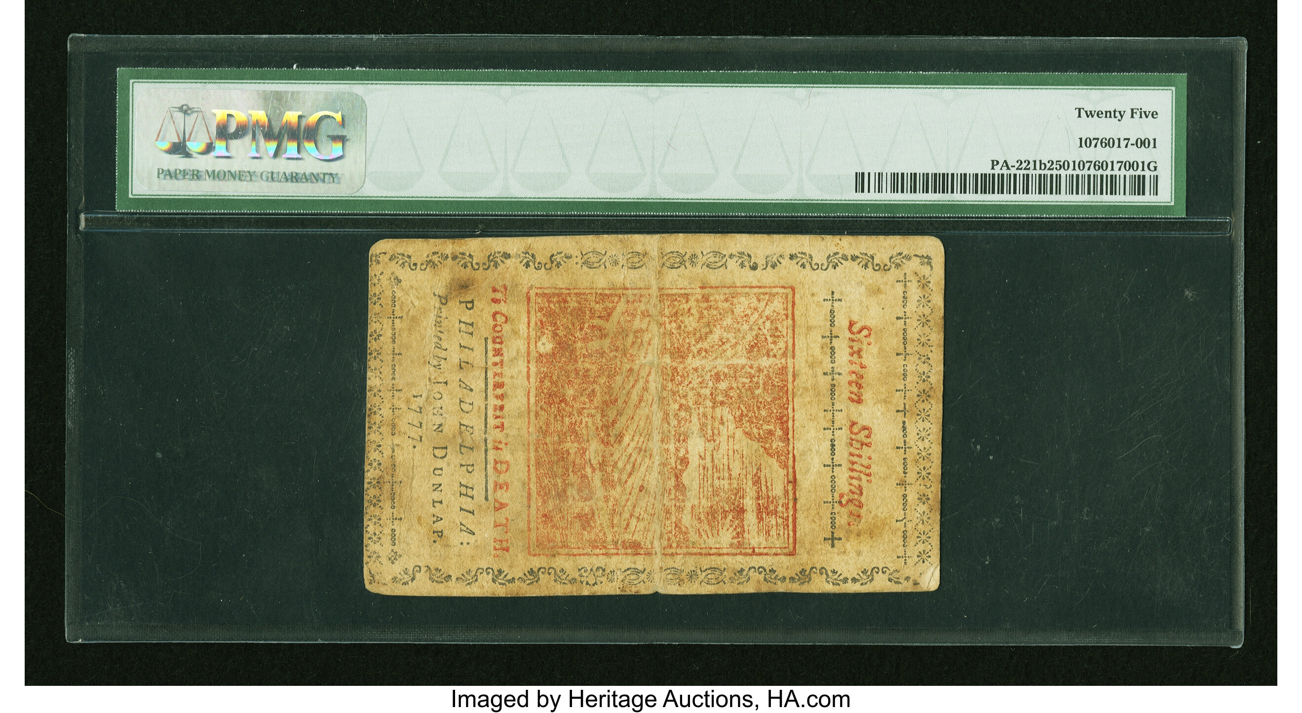 image for: Pennsylvania April 10, 1777 16s PMG Very Fine 25....