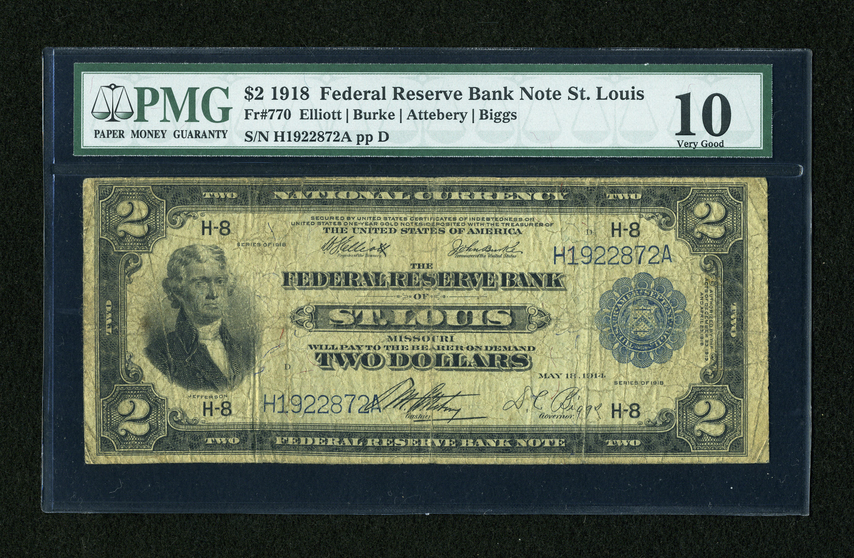image for: Fr. 770 $2 1918 Federal Reserve Bank Note PMG Very Good 10....