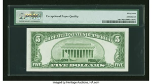image for: Fr. 1961-B $5 1950 Narrow Federal Reserve Note. PMG Superb Gem Unc 67 EPQ....