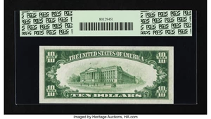 image for: Fr. 2002-D $10 1928B Dark Green Seal Federal Reserve Note. PCGS Gem New 65PPQ....