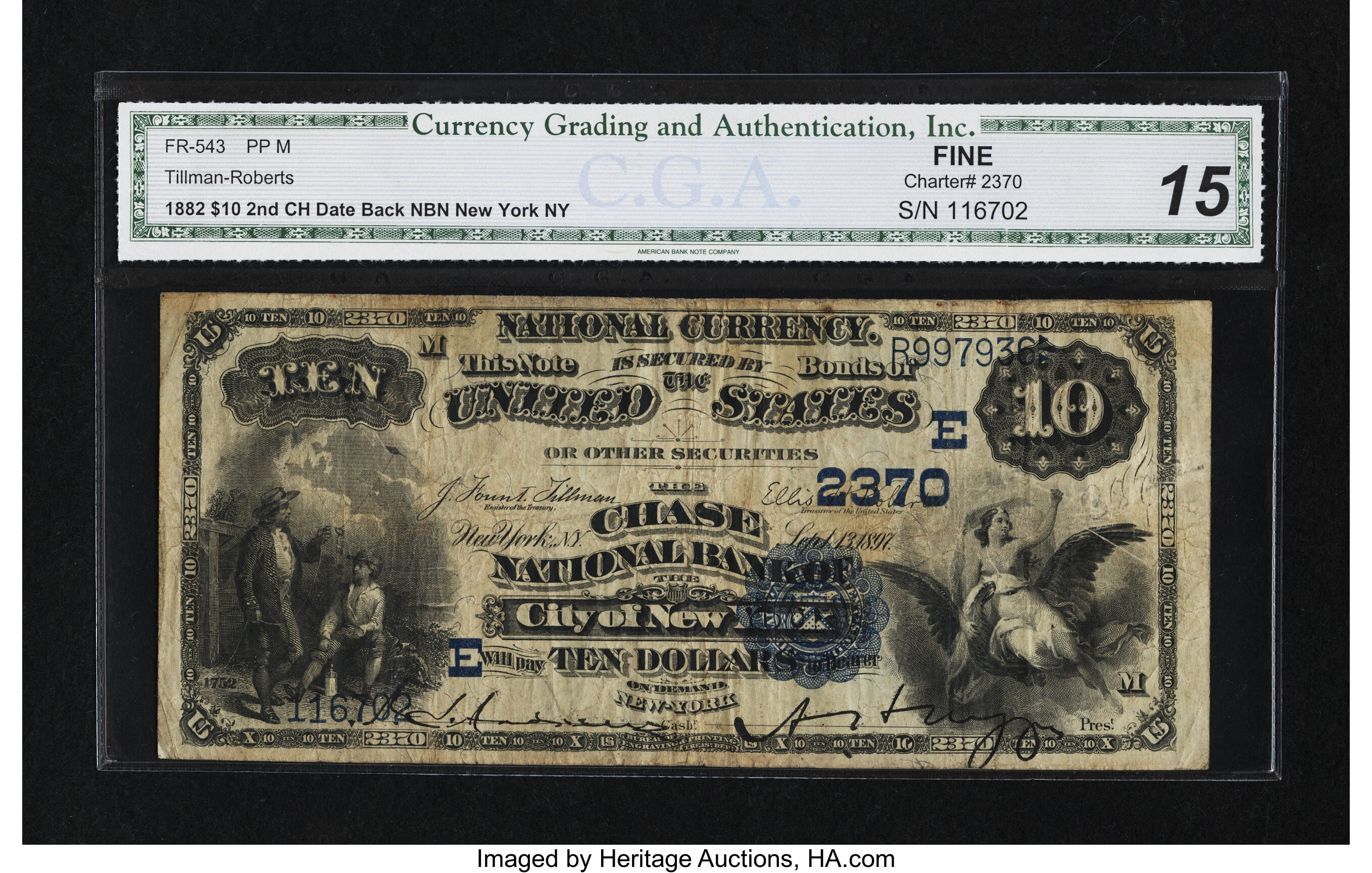 image for: New York, NY - $10 1882 Date Back Fr. 543 The Chase NB Ch. # (E)2370...