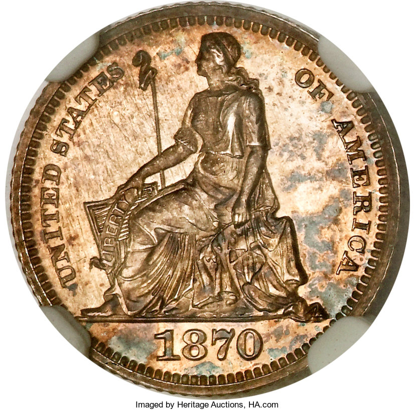image for: 1870 H10C Half Dime, Judd-815, Pollock-904, Low R.7, PR64 NGC....
