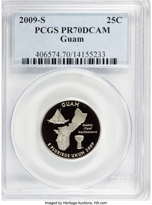image for: 2009-S 25C Guam PR70 Deep Cameo PCGS. PCGS Population (171/0). NGC Census: (0/0). (#406574)...
