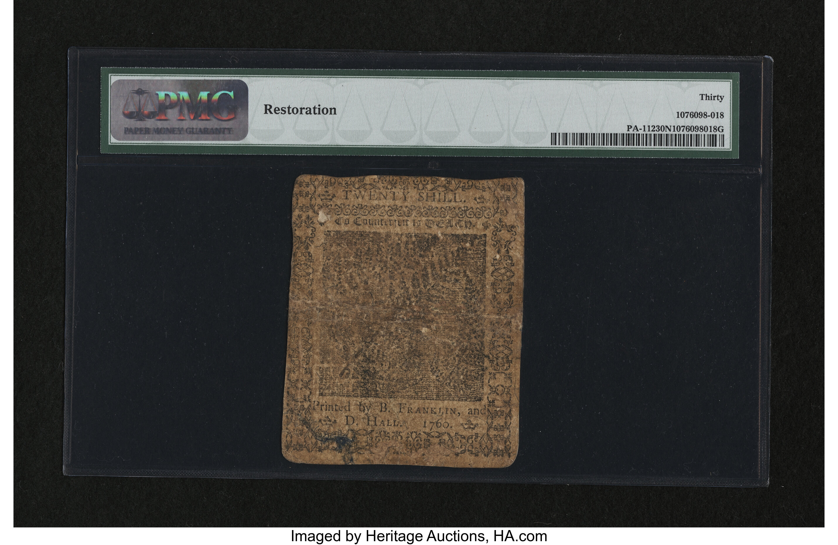 image for: Pennsylvania May 1, 1760 20s PMG Very Fine 30 Net....