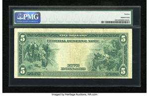 image for: Fr. 849 $5 1914 Federal Reserve Note PMG Fine 12....