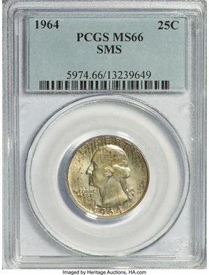 image for: 1964 25C SMS MS66 PCGS....