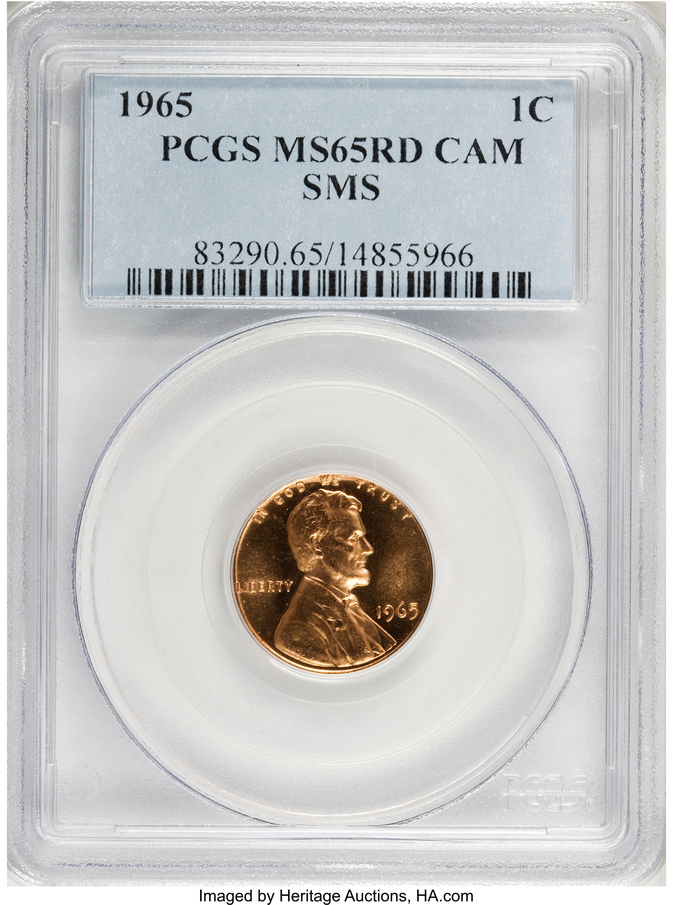 image for: 1965 1C SMS MS65 Red Cameo PCGS. PCGS Population (33/6). NGC Census: (20/28).   (#83290)...