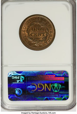 image for: 1845 1C MS64 Red and Brown NGC....
