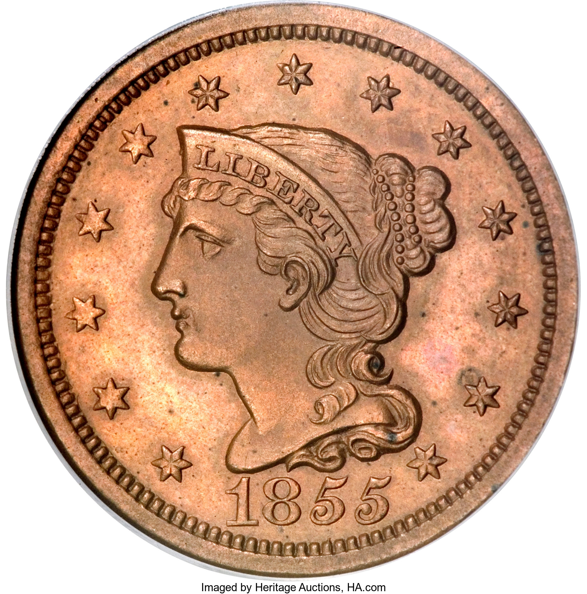 image for: 1855 1C PR64 Brown PCGS....