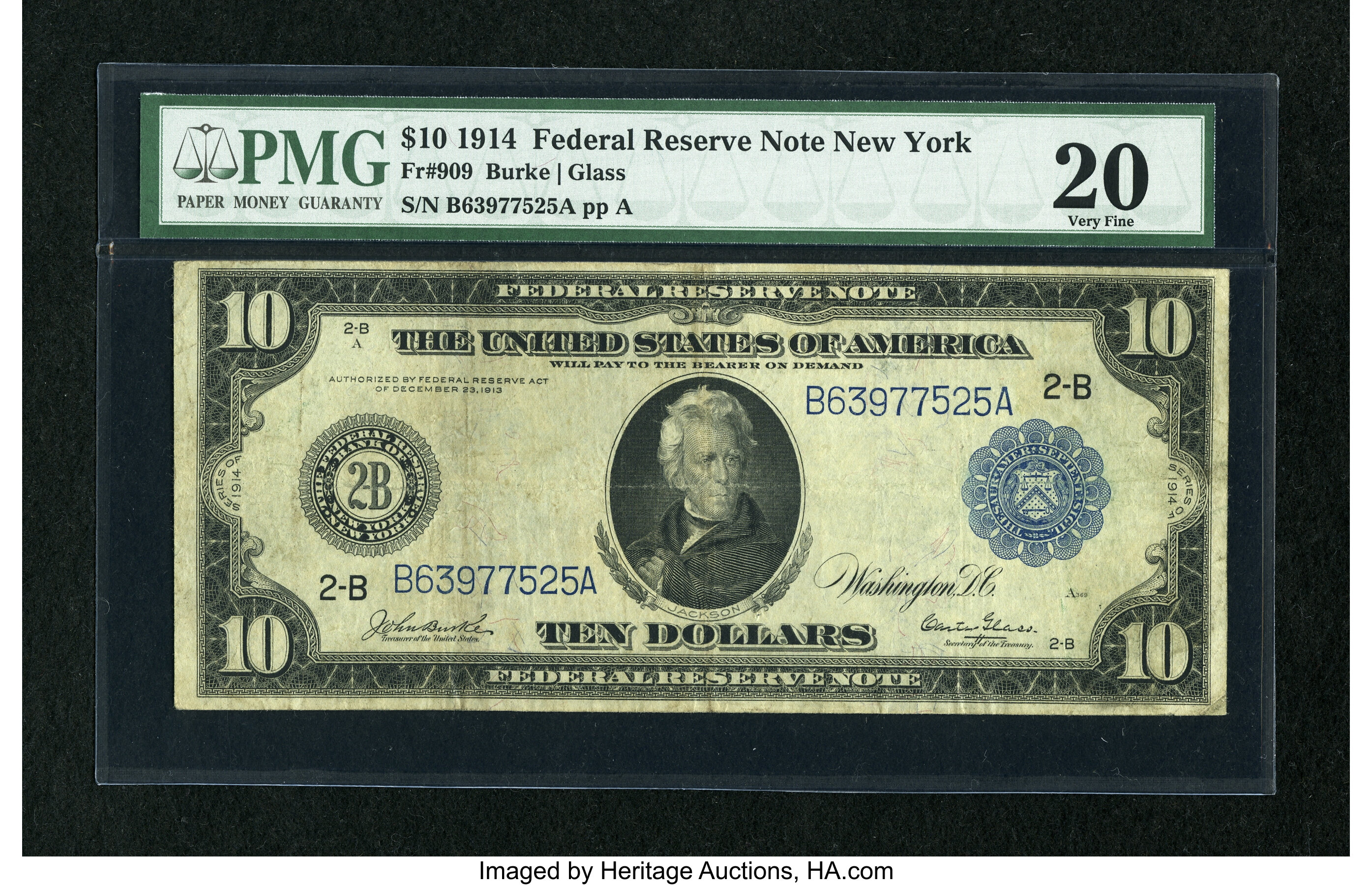 image for: Fr. 909 $10 1914 Federal Reserve Note PMG Very Fine 20....