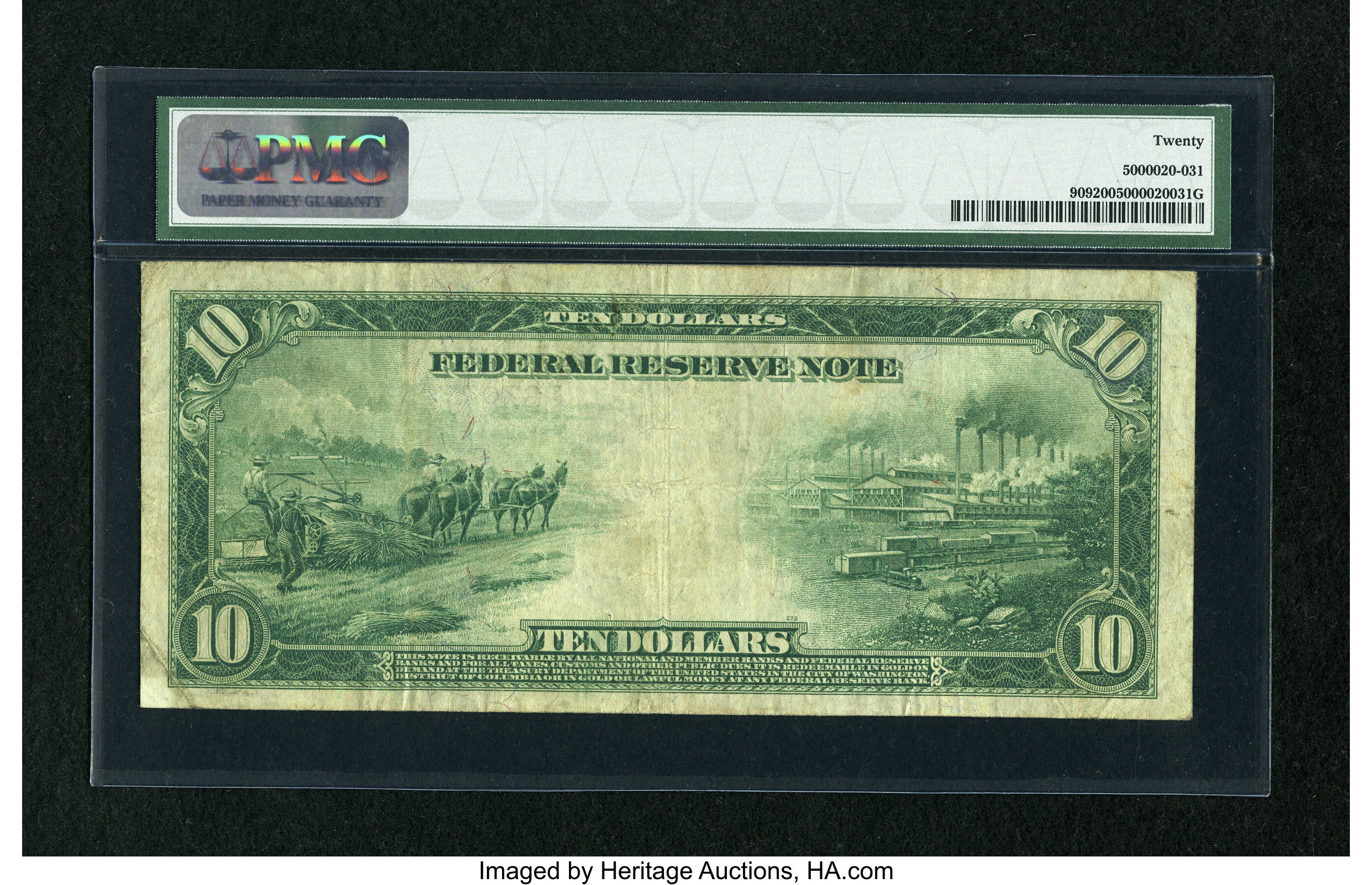 image for: Fr. 909 $10 1914 Federal Reserve Note PMG Very Fine 20....