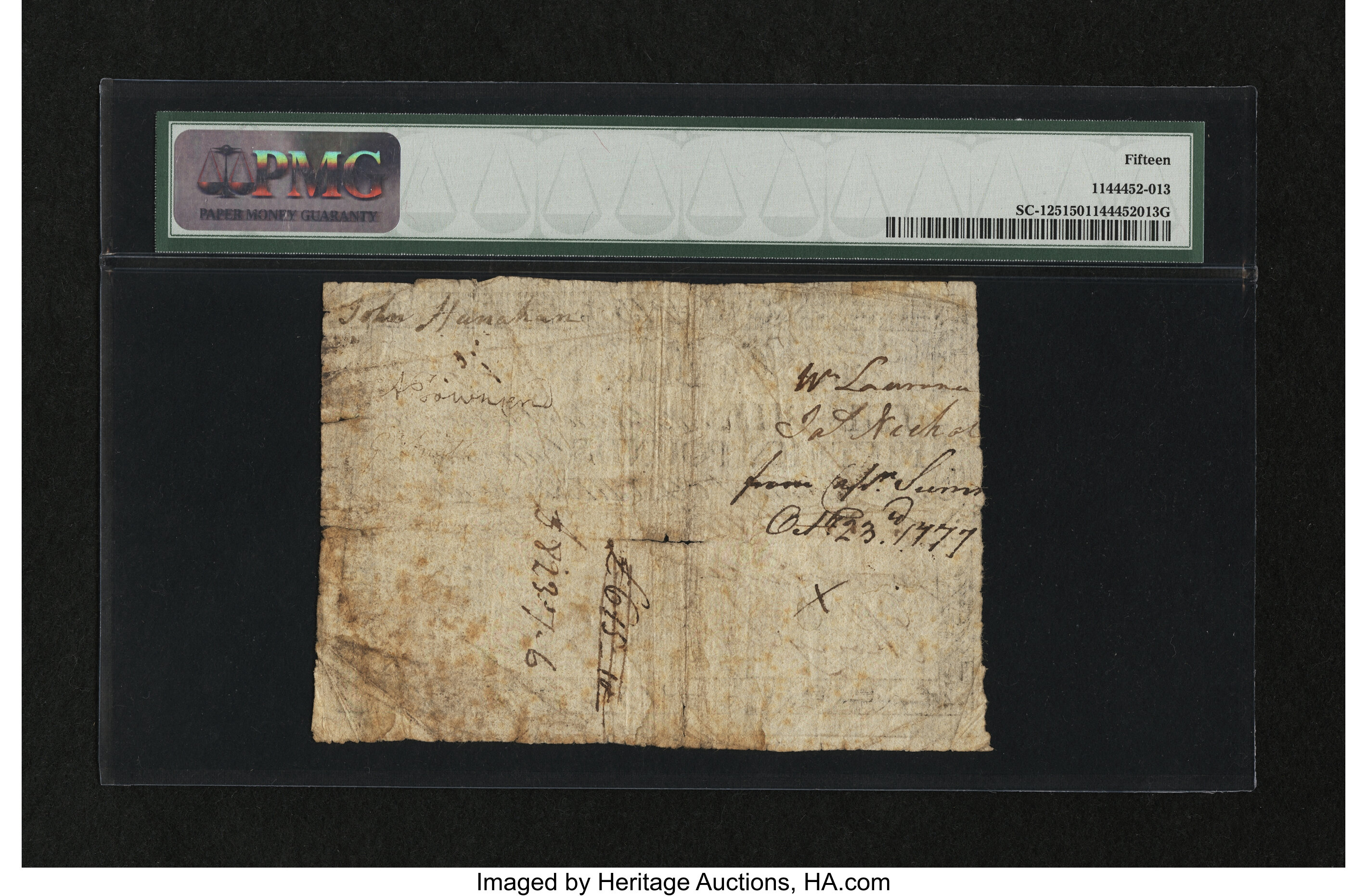 image for: South Carolina March 6, 1776 £15 PMG Choice Fine 15....