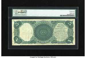 image for: Fr. 89 $5 1907 Legal Tender PMG Very Fine 25....
