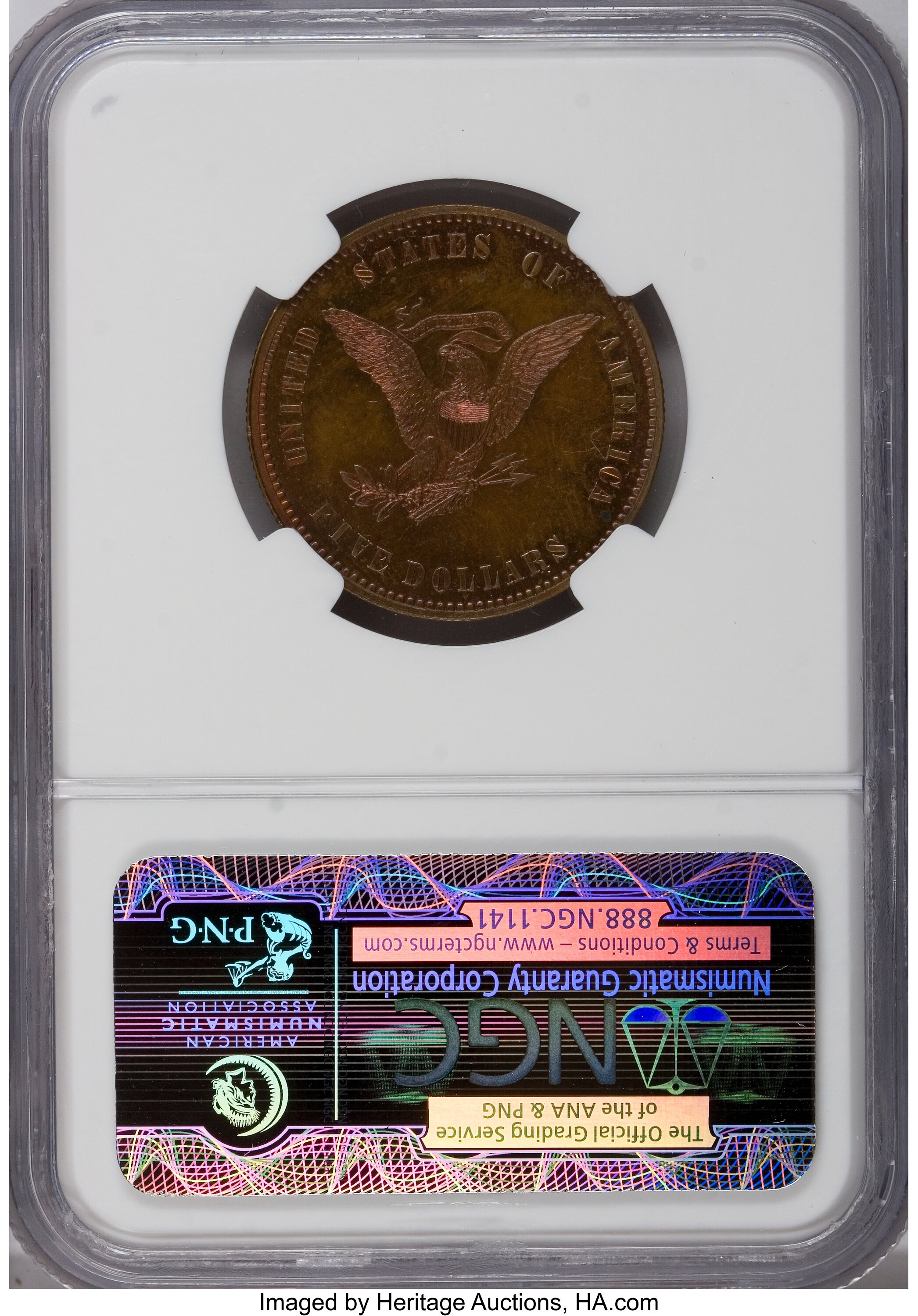 image for: 1861 $5 Five Dollar, Judd-283, Pollock-336, Low R.7, PR65 Red and Brown NGC....