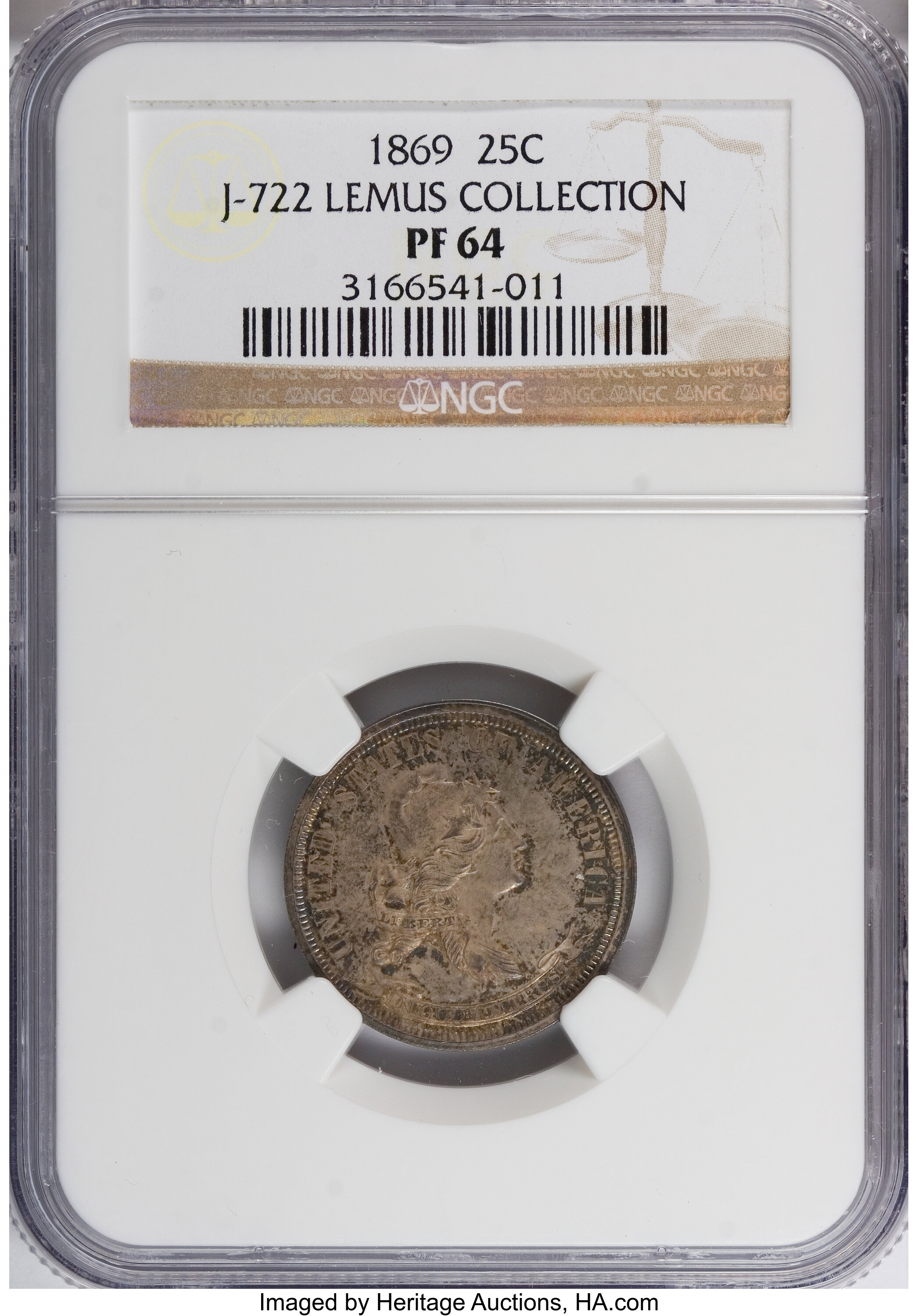image for: 1869 25C Standard Silver Quarter Dollar, Judd-722, Pollock-803, High R.6, PR64 NGC....