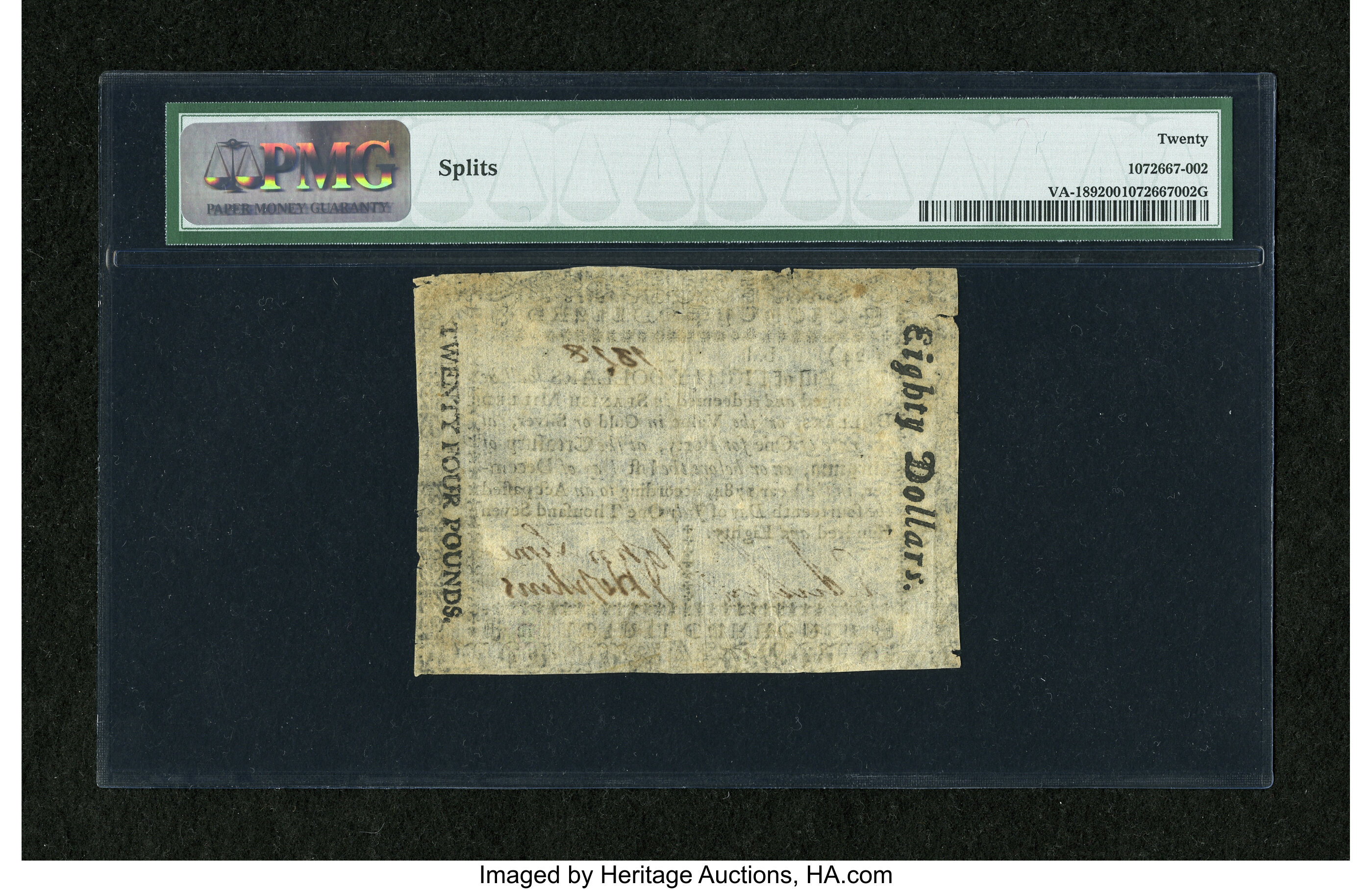 image for: Virginia July 14, 1780 $80 PMG Very Fine 20....