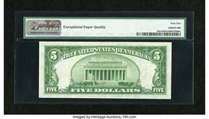 image for: Fr. 1955-K $5 1934 Light Green Seal Federal Reserve Note. PMG Gem Uncirculated 65 EPQ....