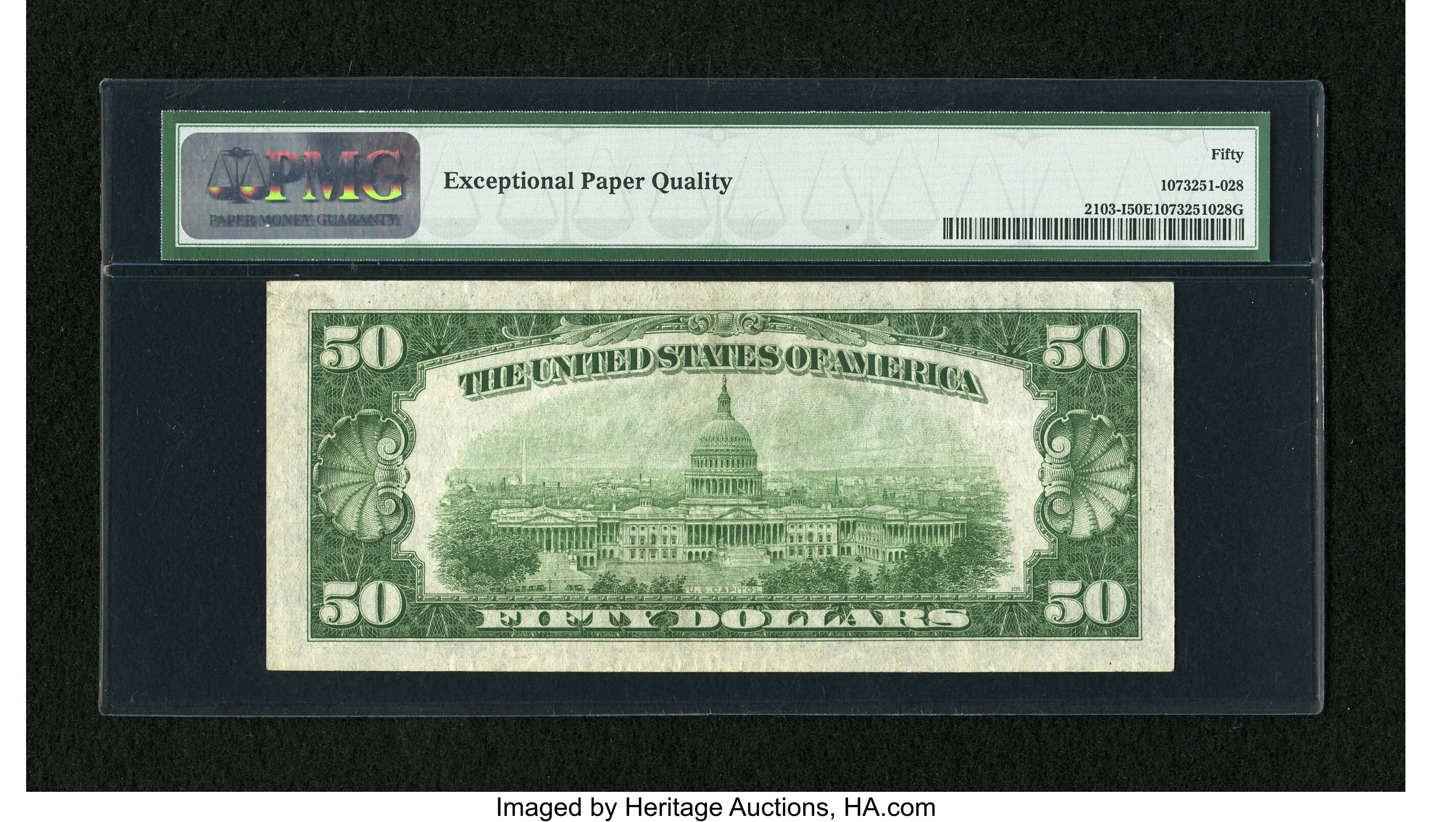 image for: Fr. 2103-I $50 1934A Federal Reserve Note. PMG About Uncirculated 50 EPQ....