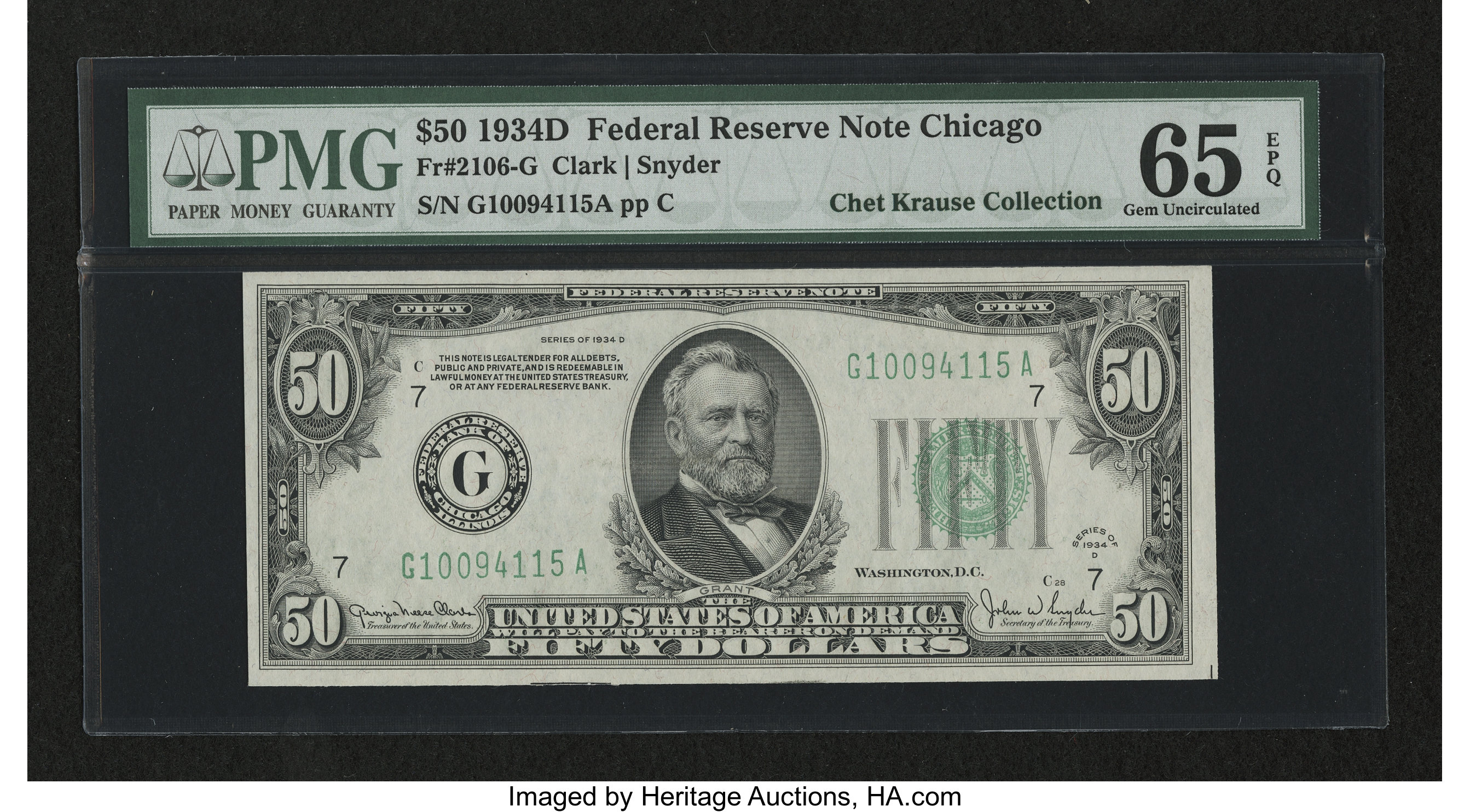 image for: Fr. 2106-G $50 1934D Federal Reserve Note. PMG Gem Uncirculated 65 EPQ....