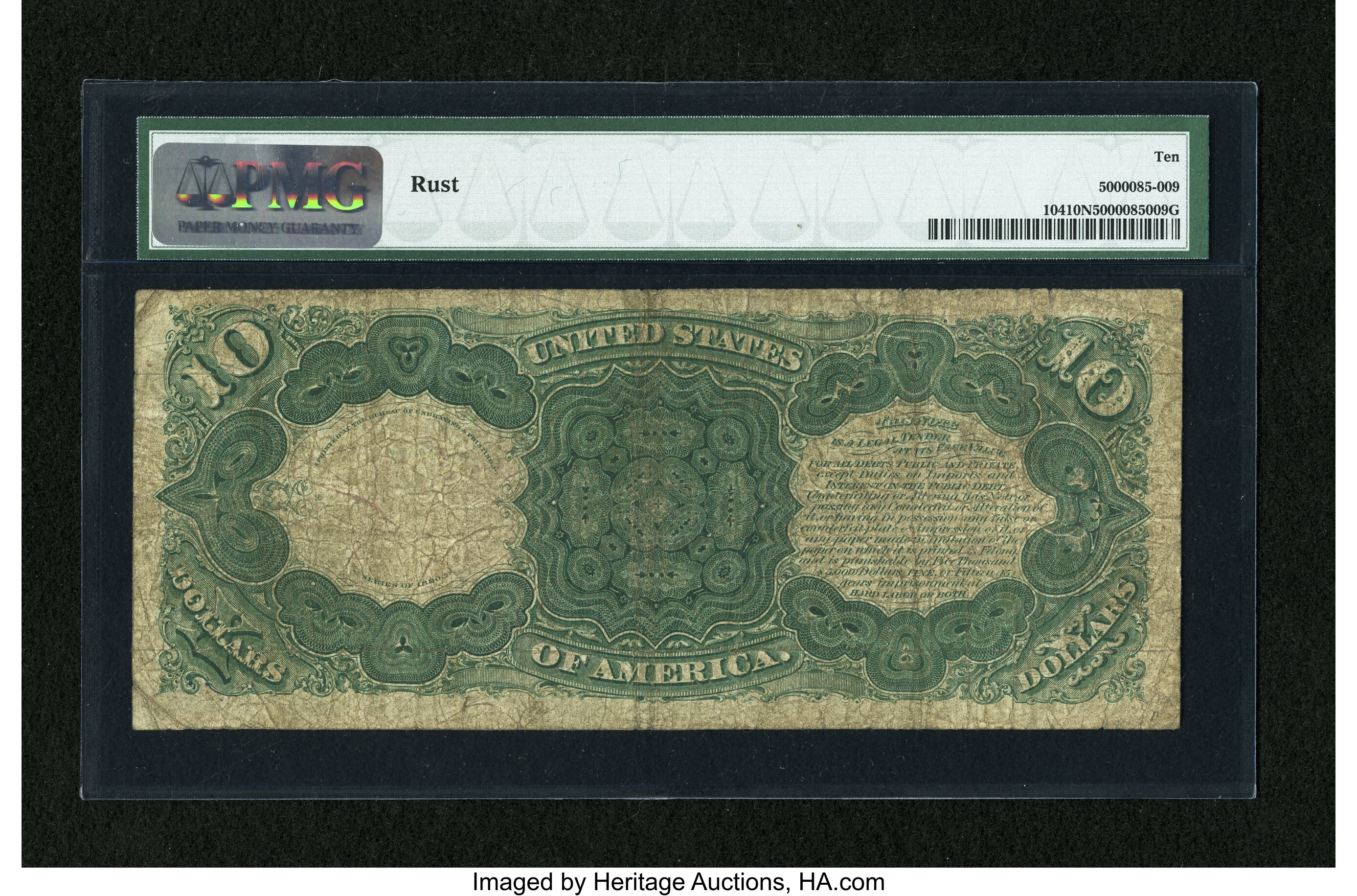 image for: Fr. 104 $10 1880 Legal Tender PMG Very Good 10 Net....