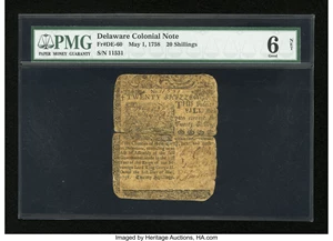 image for: Delaware May 1, 1758 20s PMG Good 6 Net....