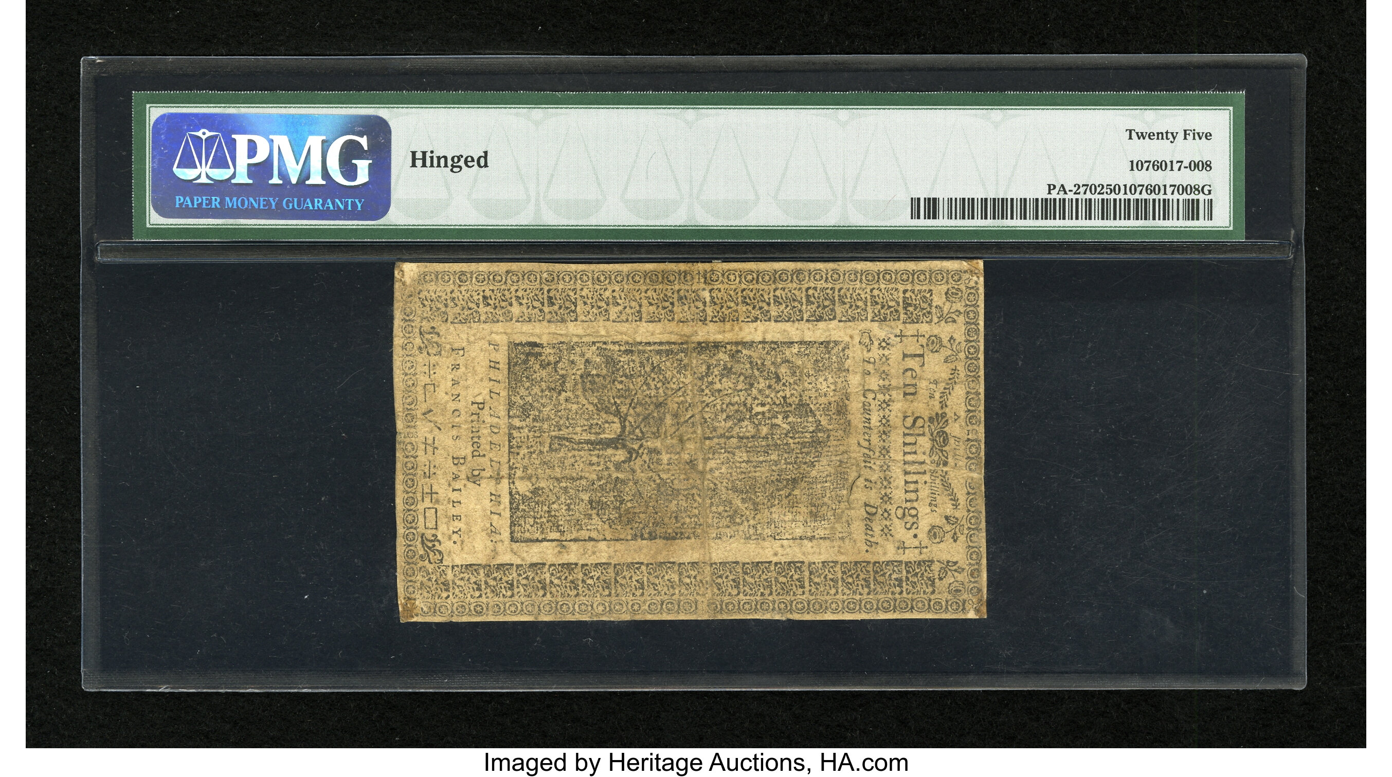 image for: Pennsylvania March 16, 1785 10s PMG Very Fine 25....