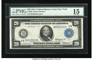 image for: Fr. 968 $20 1914 Federal Reserve Note PMG Choice Fine 15....