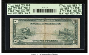 image for: Fr. 1010 $20 1914 Federal Reserve Note PCGS Apparent Very Fine 20....