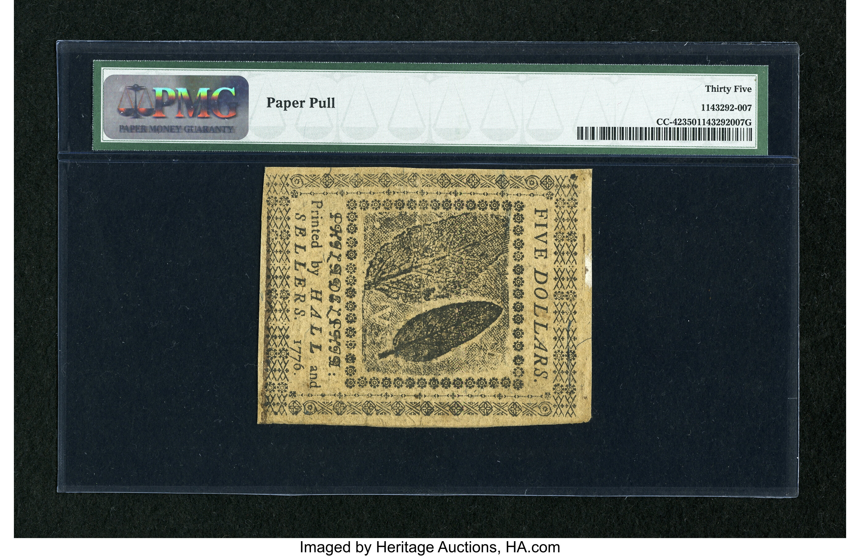 image for: Continental Currency July 22, 1776 $5 PMG Choice Very Fine 35....