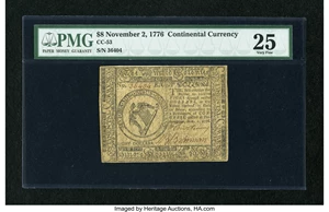 image for: Continental Currency November 2, 1776 $8 PMG Very Fine 25....