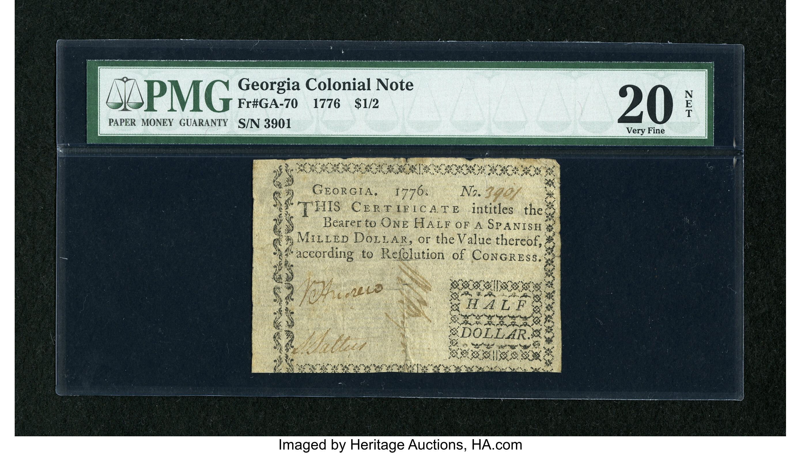 image for: Georgia 1776 $1/2 PMG Very Fine 20 Net....